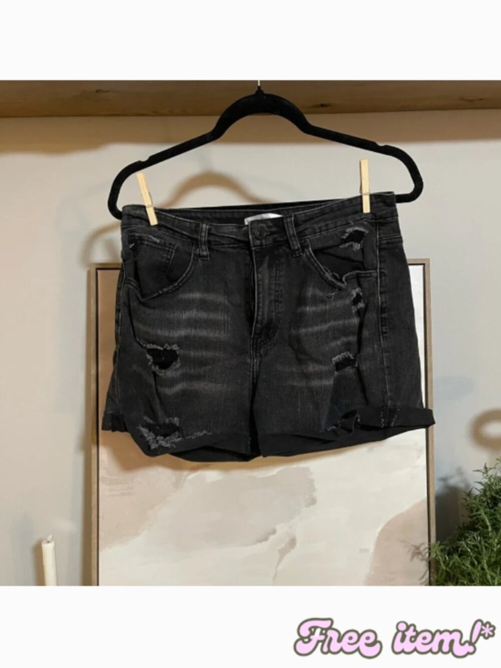 KanCan Black Distressed Jean Shorts